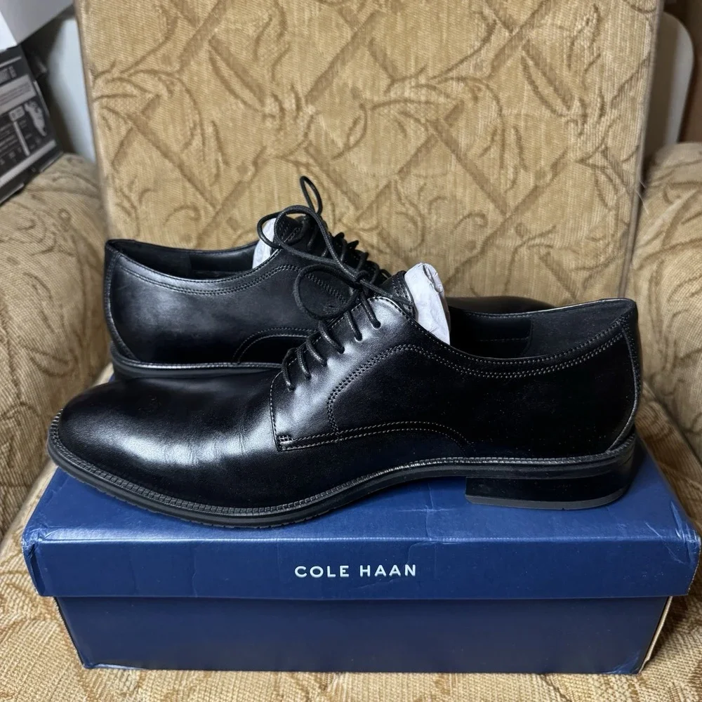 Cole Haan Mens Modern Classics Plain Toe Oxfords Black - Size 13- C38446‎ BLACK